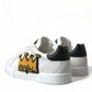 Elegant Leather Low Top Sneakers - Royal Crown Patch