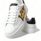 Elegant Leather Low Top Sneakers - Royal Crown Patch