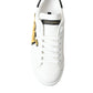 Elegant Leather Low Top Sneakers - Royal Crown Patch