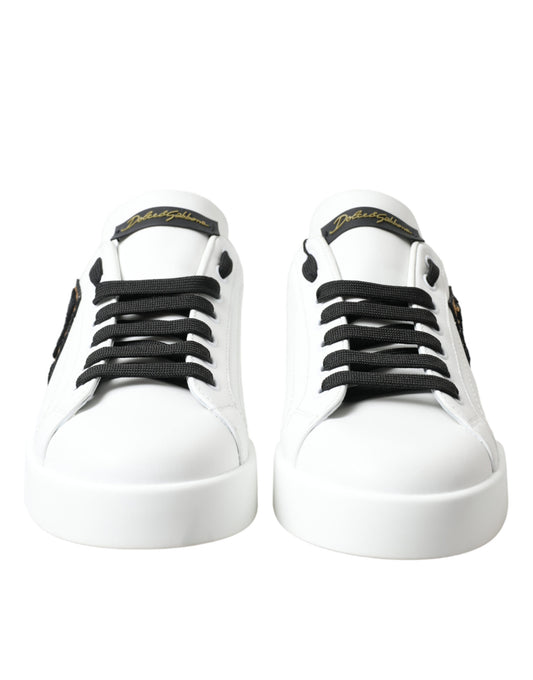 Elegant Low Top White Leather Sneakers