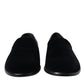 Elevated Black Velvet Loafers for Men