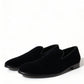 Elevated Black Velvet Loafers for Men