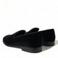 Elevated Black Velvet Loafers for Men