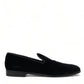 Elevated Black Velvet Loafers for Men
