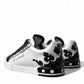 Elegant White Leather Low Top Sneakers