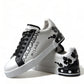 Elegant White Leather Low Top Sneakers