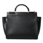 Elegant Black Leather Shoulder Bag with Gold Detailing