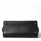 Elegant Black Leather Shoulder Bag with Gold Detailing
