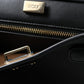 Elegant Black Leather Shoulder Bag with Gold Detailing