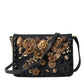 Elegant Gold-Black Baroque Fabric Crossbody Bag