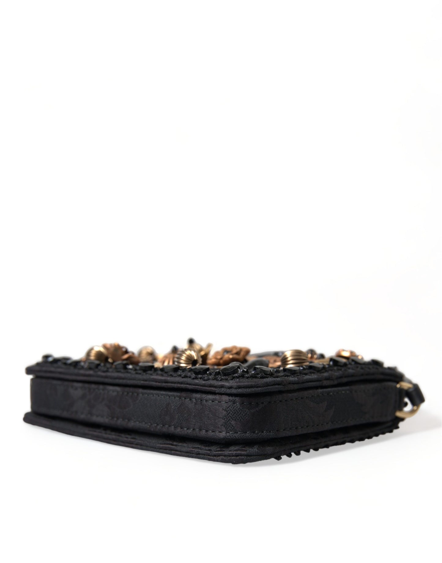 Elegant Gold-Black Baroque Fabric Crossbody Bag