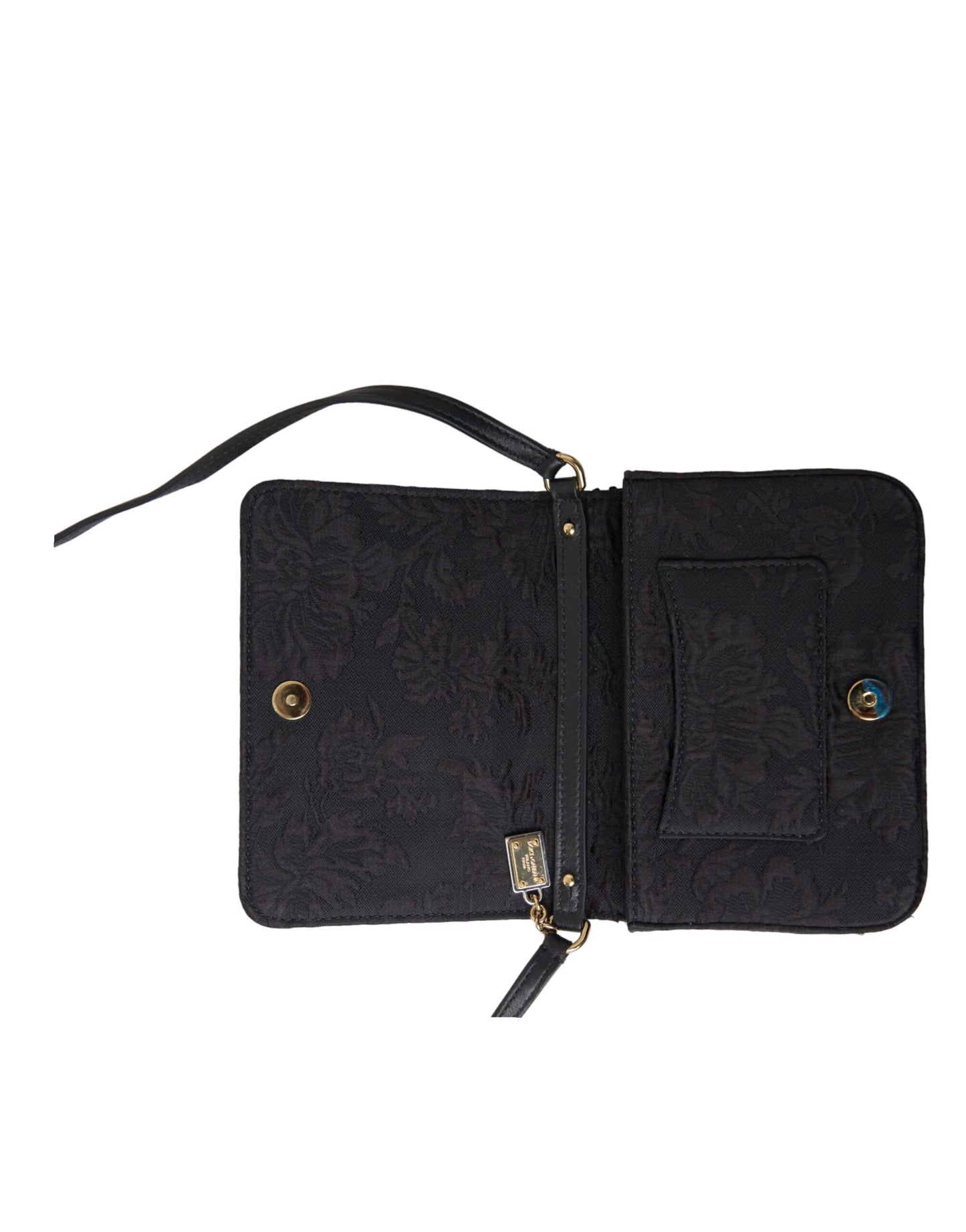 Elegant Gold-Black Baroque Fabric Crossbody Bag