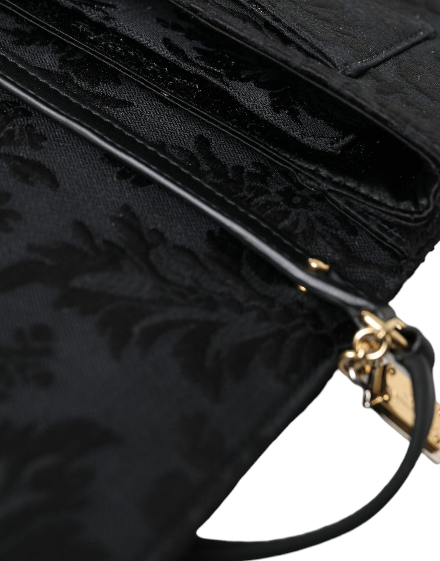 Elegant Gold-Black Baroque Fabric Crossbody Bag