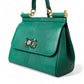 Elegant Green Leather Miss Sicily Satchel