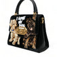 Elegant Velvet and Leather Dog Design Bag