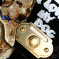 Elegant Velvet and Leather Dog Design Bag