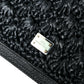 Elegant Black Embellished Raffia Crossbody Tote