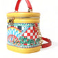 Chic Sicilian Print Vanity Bag with Gold Accents