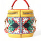 Chic Sicilian Print Vanity Bag with Gold Accents