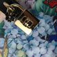 Elegant Floral Wood-Leather Box Bag with Gold Accents