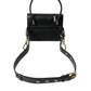 Elegant Black Leather Belt Bag with Gold Accents