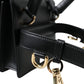 Elegant Black Leather Belt Bag with Gold Accents