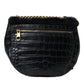 Exquisite Croc-Embossed Panther Shoulder Bag