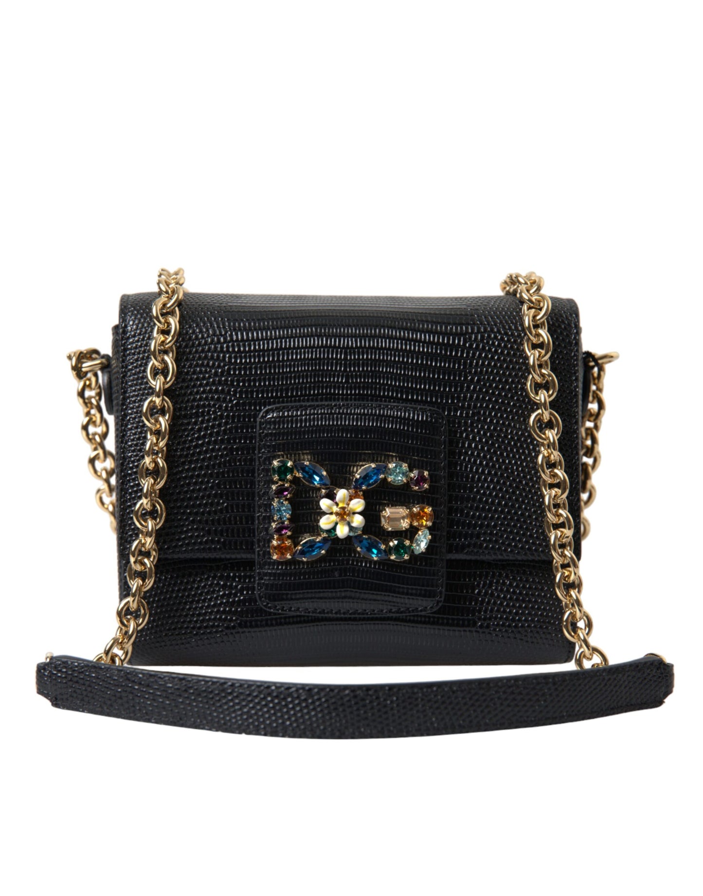 Embellished Lizard Leather Crossbody Bag