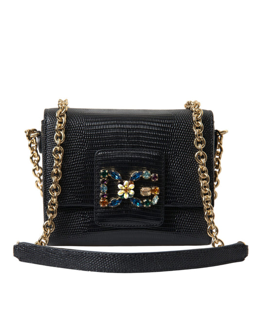 Embellished Lizard Leather Crossbody Bag
