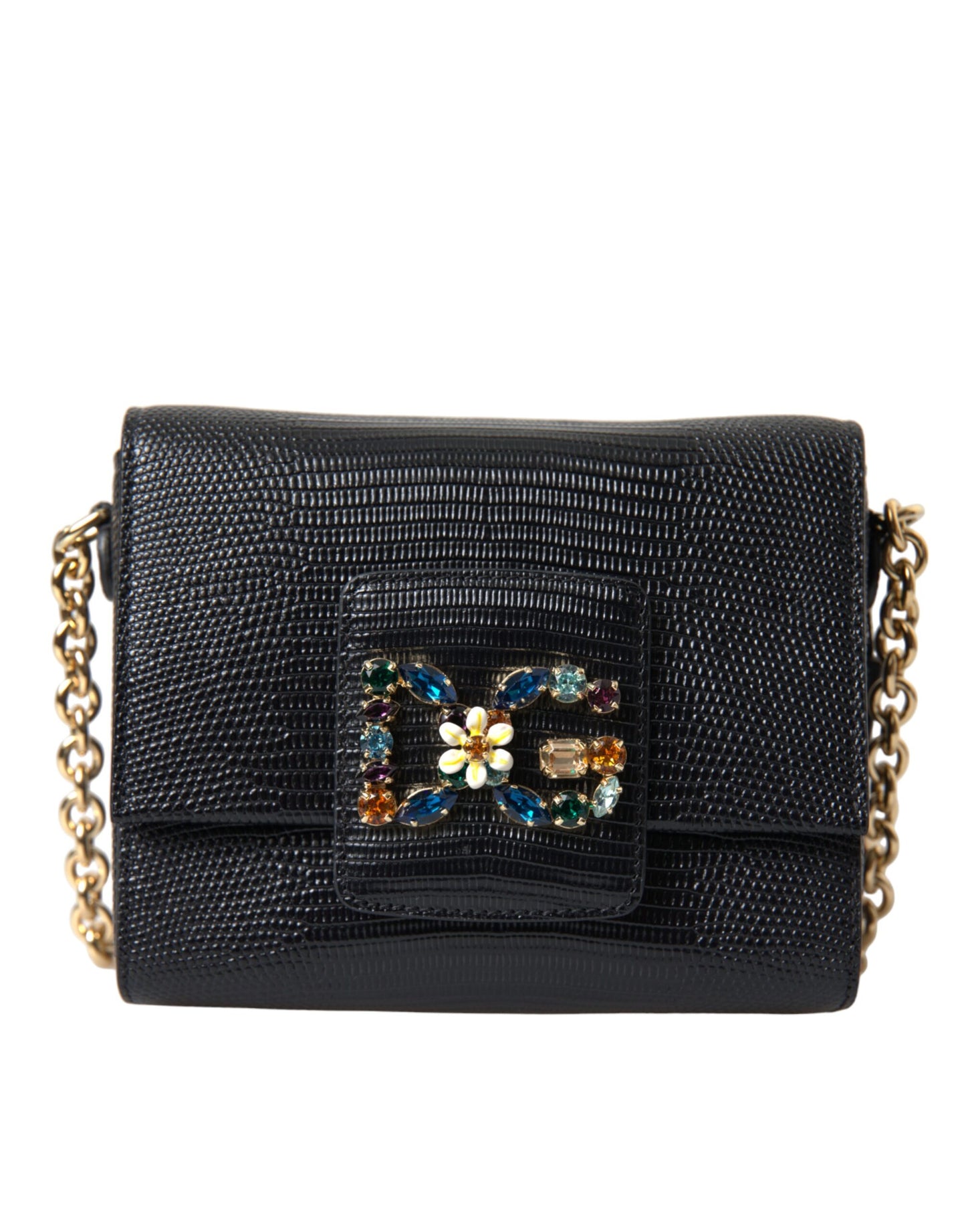 Embellished Lizard Leather Crossbody Bag