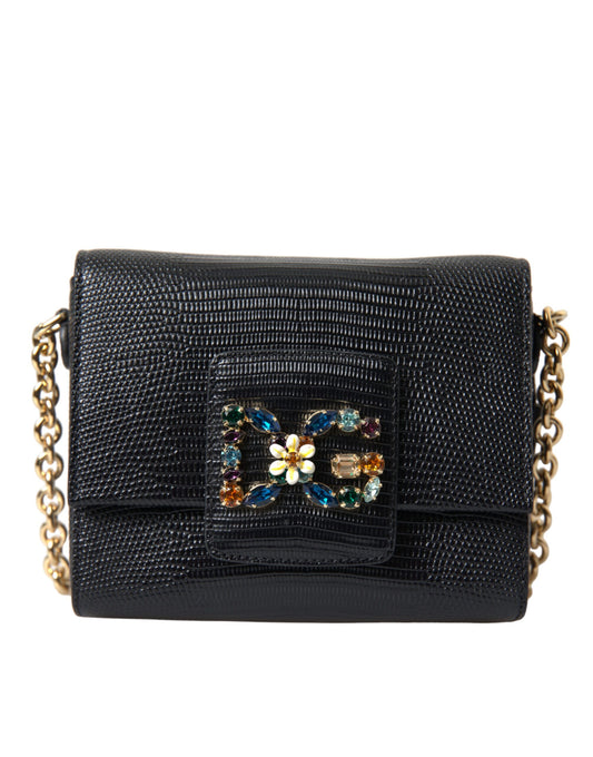 Embellished Lizard Leather Crossbody Bag
