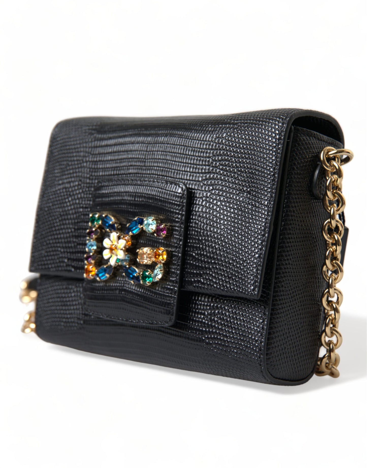 Embellished Lizard Leather Crossbody Bag