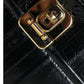 Black Eelskin Leather Shoulder Document Organizer Bag