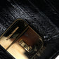 Black Eelskin Leather Shoulder Document Organizer Bag