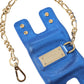 Elegant Blue Leather Shoulder Bag with Gold Accents