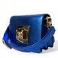 Elegant Blue Leather Shoulder Bag with Gold Accents