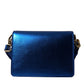 Elegant Blue Leather Shoulder Bag with Gold Accents