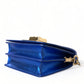 Elegant Blue Leather Shoulder Bag with Gold Accents