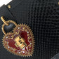 Elegant Black Leather Box Clutch with Gold Details