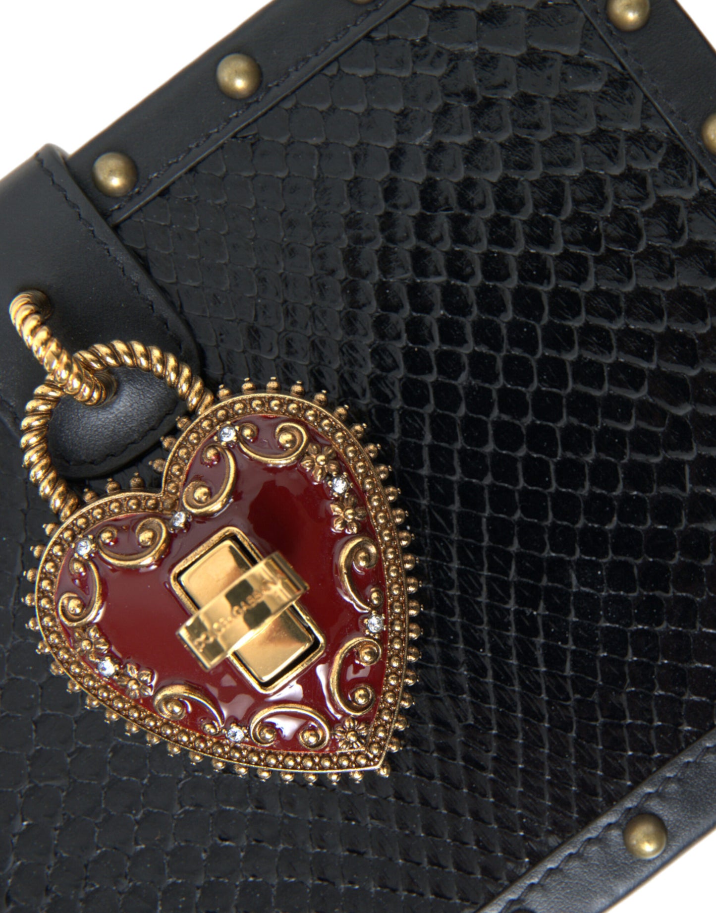 Elegant Black Leather Box Clutch with Gold Details