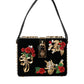 Elegant Black Velvet Box Bag with Gold Hardware