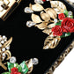 Elegant Black Velvet Box Bag with Gold Hardware