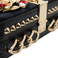 Elegant Black Velvet Box Bag with Gold Hardware