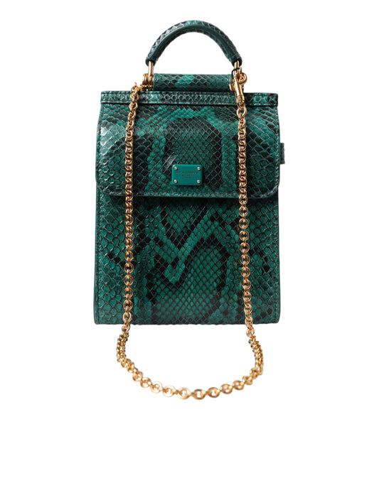 Exotic Green Python Leather Crossbody Bag