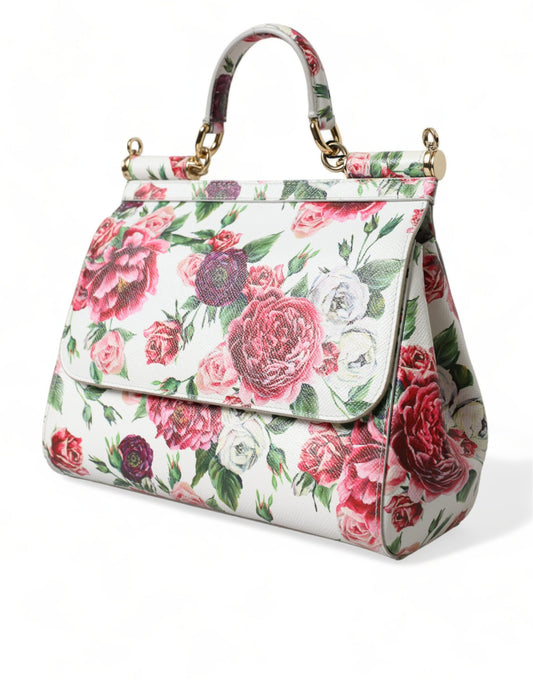 Elegant Floral Sicily Leather Shoulder Bag