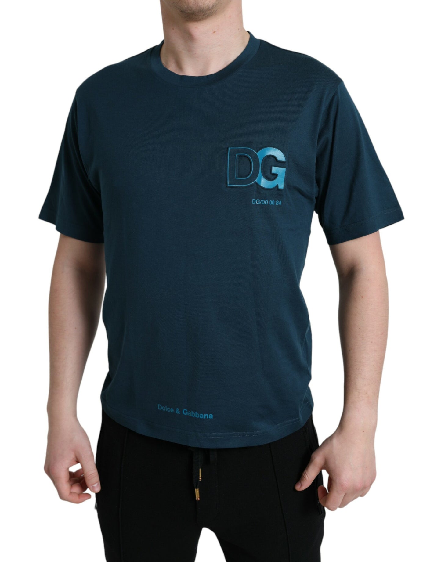 Elegant Blue Cotton Logo Tee