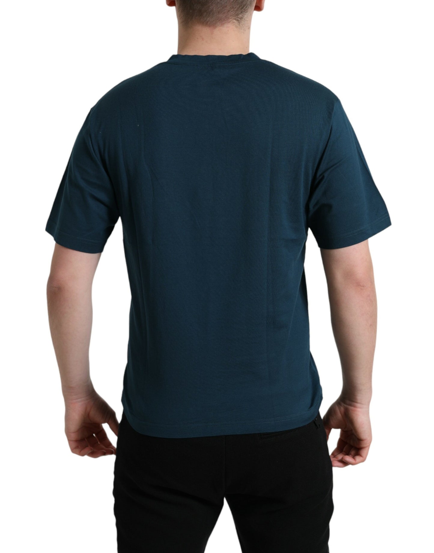 Elegant Blue Cotton Logo Tee