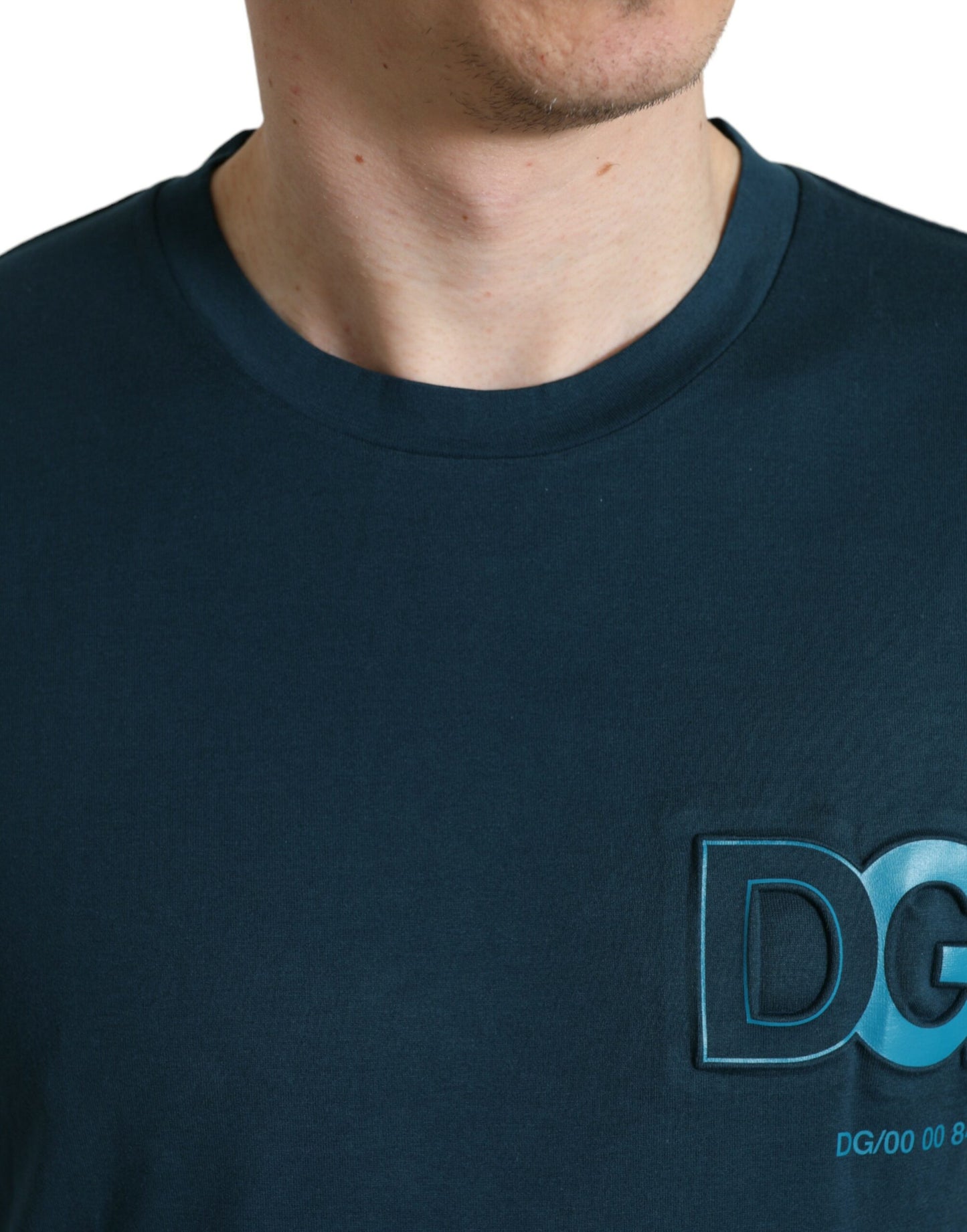 Elegant Blue Cotton Logo Tee