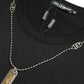Sleek Cotton Round Neck T-Shirt with Chain Detail