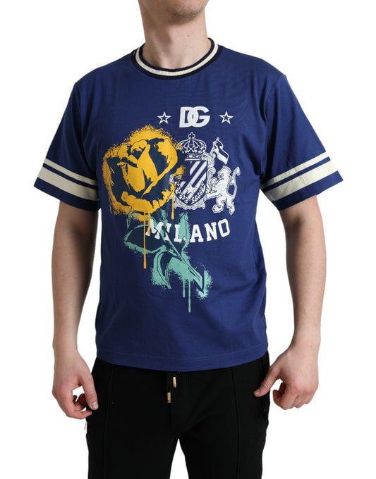 Cobalt Blue Cotton Crew Neck T-Shirt